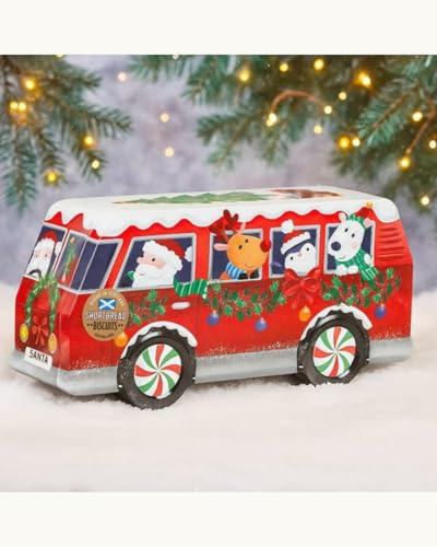Christmas Camper Van Shortbread Biscuit Tin 320g – Traditional Scottish Butter Shortbread – Festive Gift, Collectible Tin, Perfect for Sharing