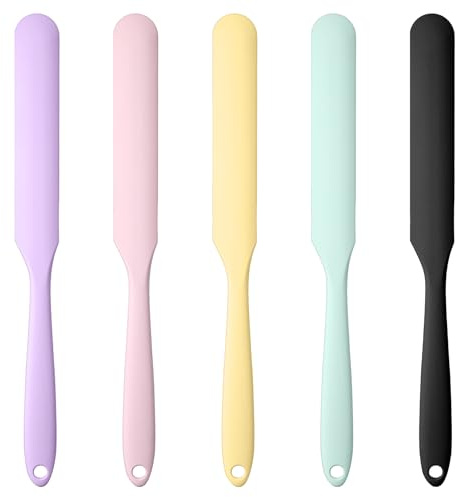5 Stück Silikon-Backspatel Mit Langem Und Schlanker Griff, Schmaler Silikonspatel, Silikon Spatel, Teigschaber, Küchenschaber Zum Abschaben Saucen Kochen Backen Rühren