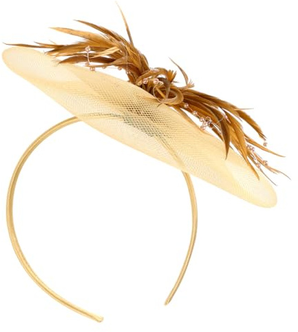 HOMSFOU Fascinateur Plumage en Maille Dorée, Pince à Cheveux Chic pour Soirée Dansante, Mariage et Cocktail, Accessoire Coiffure pour Femme