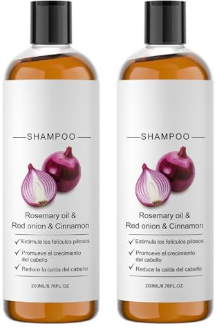 Champú De Cebolla - Champú Con Aceite De Romero, Cebolla Roja Y Canela, Limpiador Capilar Voluminizador Y Nutritivo, Apto Para Todo Tipo De Cabello - 200 Ml,2 Pack