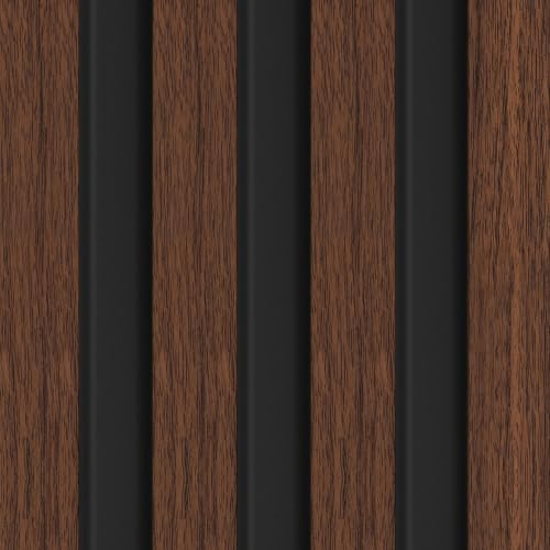 Panel 3D pared alistonado Calora Wide Line Dark - 270x12,2x2 cm - Efecto madera nogal oscuro en poliestireno - Ligero, sin obra - 0.33 m2/ud