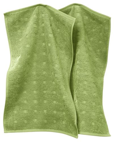 Möve Gästetuch Quadretti 2er-Pack Walk-Frottier grün Größe 30x50 cm