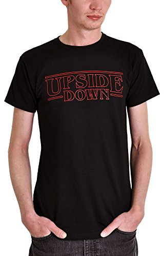 Upside Down T-shirt för män för Stranger Things-fans av Elbenwald bomull svart - S, Svart, S
