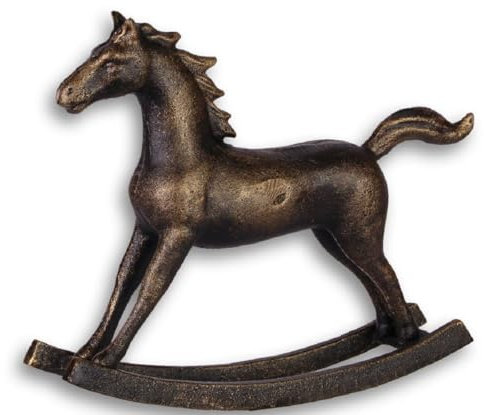 Casa Padrino Gusseisen Deko Schaukelpferd Antik Bronze 21 x 4,9 x H. 17,5 cm - Luxus Deko