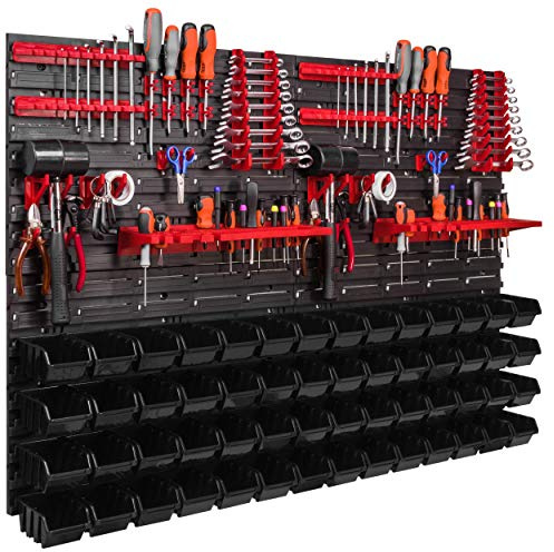 ITBNN600x4-U2020-NP4-S411 Étagère murale, 1152 x 780 mm, système de stockage avec supports à outils, boîtes empilables, de rangement, panneau mural extra solide, rayonnage extensible