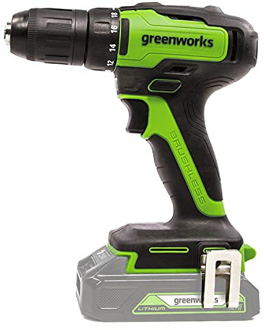 Greenworks GD24DD35 Cordless Drill-Driver with Brushless Motor, 0-1450rpm, 2 Gears, 35Nm Torque, WITHOUT 24V Battery & Charger, 3 Year Guarantee