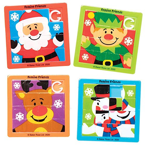 Baker Ross AX455 Amigos Festivos Mini Juegos De Rompecabezas Deslizantes - Paquete De 8, Juguetes Novedosos para Niños, Fiesta, Botín O Bolsa De Premios