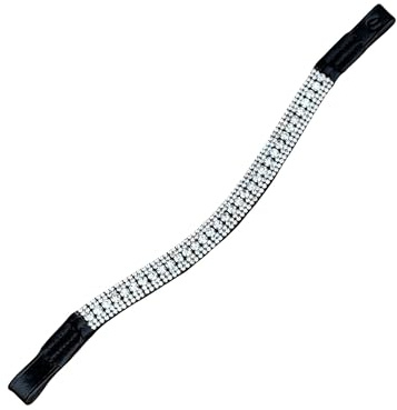Equipride Schöne, gebogene Form Bling Kristall Stirnband für Zaumzeug Sparkly Clear (schwarzes Leder, Cob 38,1 cm)