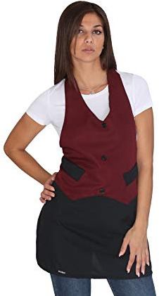 tessile astorino Ricamo Gratuito - Grembiule da Lavoro Unisex - Nero e Bordeaux - Divisa Bar per Barista, Cameriere, Ristorante, Hotel, Barman - Uomo e Donna - Grembiuli da Cucina (Roma)