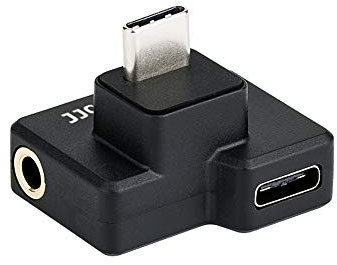 JJC 3,5 mm/USB-C Adapter für DJI Osmo Action Kamera, 3,5mm Mikrofon TRS Stecker für Externes Mikrofon + USB C für Akkuladung/Datenübertragung, Audio Ladeadapter