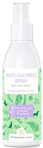 Juckreiz Spray für Hunde - Bei trockener Haut mit Juckreiz und Milben - Pflegt, unterstützt und regeneriert 100% pflanzlichen Wirkstoffe - Mit Teebaumöl und Lavendel, 200ml