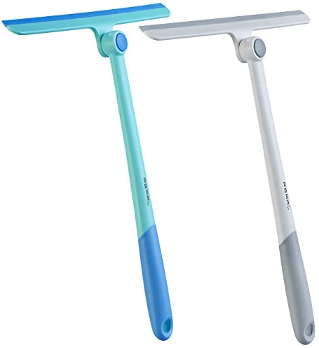 PEARL Abzieher: 2er-Set Fenster- & Duschabzieher 360°-Gelenkkopf, 27,5-cm-Silikonlippe (Wasserabzieher, Badabzieher, Windschutzscheiben Wunder)