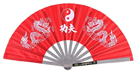 Tai Chi Fan, Edelstahl Kung Fu Fächer Großer Faltbarer Handventilator Nylonstoff Performance Chinesischer Handheld Festival Geschenk Handwerk Faltfan Tanz Für Wanddekorationen Tanzübungen Training
