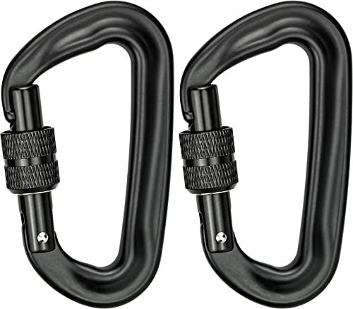 2 Stück Superstarke Schraub Karabiner schlüsselanhänger mit Belastbarkeit bis 1200KG, Klein Alu Karabinerhaken mit Schraubverschluss für Hängematte Haustier Rucksack Luftyoga, φ12mm
