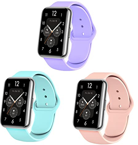 3-PCS Silikon Armbänder Für Huawei Watch Fit 2 Ersatzband Für Damen Frauen Herren Weiche Muster Blumen Sport Armband mit Kompatibel mit Huawei Watch Fit 2