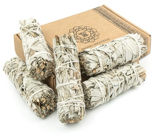 MUT22 5 Weißer Salbei 10 cm Premium Kalifornischer, 100% natürlich und reinigend, ideal für spirituelle und energetische Rituale