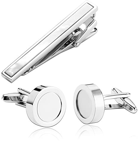 Whoiy Krawattennadel Silber, Krawattenklammern Edelstahl Geometrie Zirkonia für Männer Frauen Smokinghemd Kostenlose Gravur mit Geschenkbox