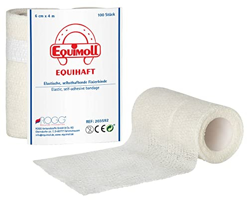 Equihaft Elastische Selbsthaftende Tierbandage für Tiere | Haftbandage Fixierbinde für Pferde, Hunde, Katzen und andere Tiere [6cm x 4m | 10er Pack]