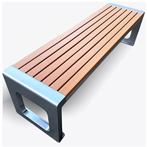 REOTEL Gartenbank Metall, Gartenbank Ohne Lehne, Parkbank, Gartenbank Metall Wetterfest, Eisenbank Ruhebank für 2-8 Sitzer, Laubenbank für Garten, Balkon und Terrasse,Braun,150x40x45cm
