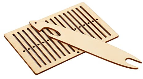 AYNEFY Hölzerner Lap-Webstuhl, 2 Teiliges Gürtel-Webstuhl-Kit Gürtelwebstuhl-Set Hölzerne Gürtelwebmaschine Shuttle-Werkzeuge DIY Handgestrickte Webmaschine Kleiner Webstuhl für Anfänger und Kinder