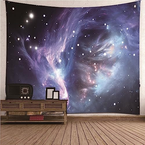 Tapiz XXL Lila, colgante de pared otoño poliéster universo estrellado galaxia tapiz decoración de pared exterior 240 x 220 cm