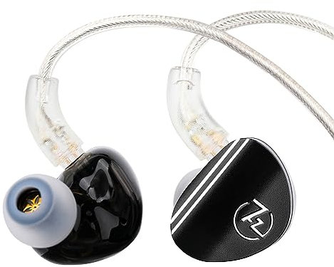 LINSOUL 7HZ SONUS 1DD+1BA Dual Driver In Ear Monitor, HiFi In Ear Kopfhörer IEM, mit abnehmbarem High-End versilbertem OCC Kabel, Aluminium Back Cavity für Audiophile, Gaming Earbuds(Schwarz,3.5mm)