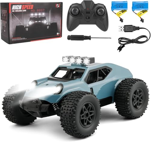 Comius Sharp Voiture Télécommandée，1/20 25km/H Voiture Télécommandée À Grande Vitesse, Véhicule Tout Terrain À Quatre Roues Motrices avec Lumières LED, Cadeau pour Les Enfants De 7 À 14 Ans9（Bleu）