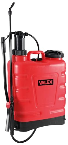 Valex Pompa A Spalla 16L, lancia con 4 ugelli intercambiabili inclusi, cinghia a zaino reoglabile, spruzzo regolabile