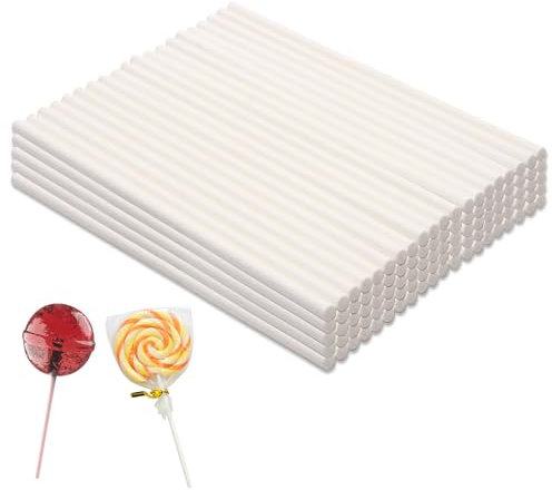 AMZSKU Cake Pop - Palos para piruletas (papel kraft, 100 unidades, 150 mm x 4 mm), color blanco