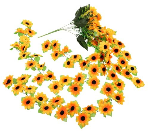 DECHOUS Künstliche Sonnenblume Rattan Wanddekoration Lebensnahe Simulation Für Zuhause Hochzeiten Feste Dekoration Farbige Akzente Für Jeden Anlass