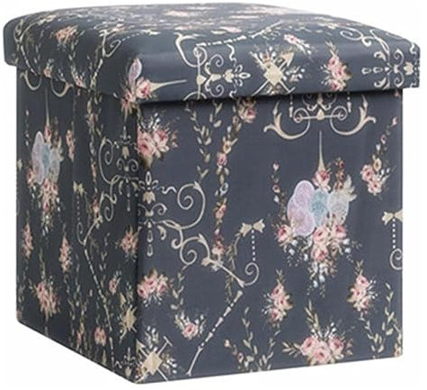 ArhaR Ottomana Poggiapiedi Ottomana Scatola portaoggetti ottomana Confezione Piatta Portaoggetti per Giocattoli Sgabello Pieghevole Scatola portaoggetti con Coperchio (D 40 * 40 * 40cm)