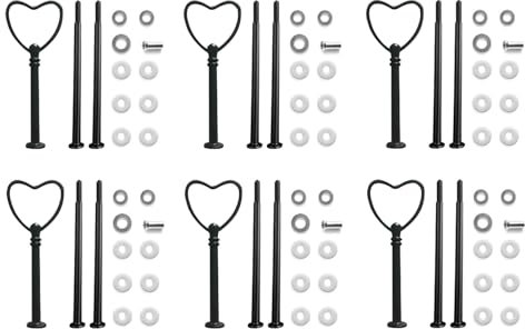 Etagere Stangen Bausatz, 6 Stück Etageren Stangen Set, Tortenständer, Metallstangen Etagerenhalter, Mittellochausstech 2 bis 3 Etage, Hochzeitstorte Tortenständer für Snackteller,Obsttablett (Schwarz)