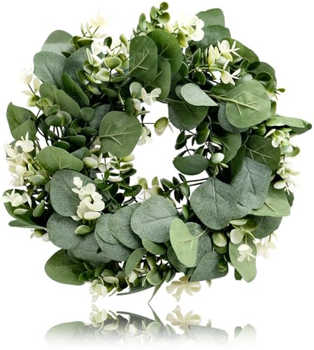 Künstlicher Eukalyptus Kranz, Kunstpflanze Hängen Kranz, für Hochzeit Party Garten Tür Fenster Wand Kamin Dekoration (30cm)