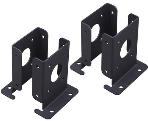 Ancla de poste de cerca de madera, Ancla de poste resistente,Base de anclaje de poste ajustable de alta resistencia 4X4 - Anclajes de pérgola de soporte estable, Base de medio poste negro para postes