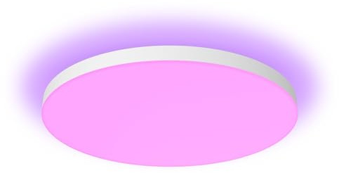 Philips Hue Datura Smart Ceiling Panel, Stor Rund Takplafond LED panel 57.4 x 57.4 cm, Vit och Färgljus, Bluetooth-Kompatibel, Röststyrning med Alexa, Apple Home och Google Assistant
