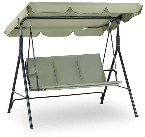 Strattore Hollywoodschaukel Gartenschaukel Gartenliege Schaukelbank 3-Sitzer mit Sonnendach - Grün