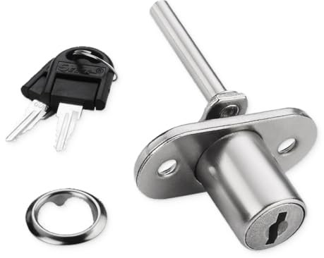 AFCJLTO Set 1 serrature a stantuffo con chiave per mobili, ideale per armadietti, cassetti, archivi e scrivanie, Resistente e durevole, chiusura nera adatta a qualsiasi stile di arredamento
