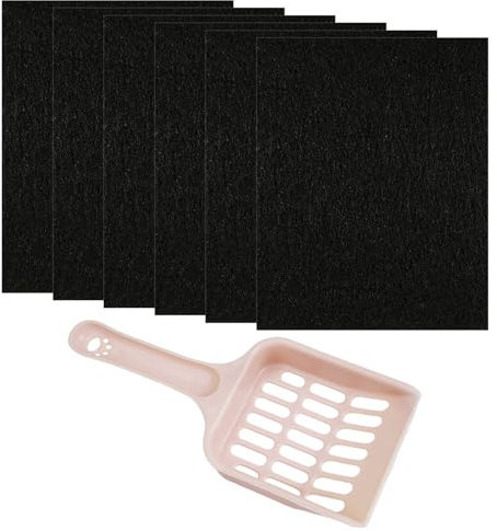 6 Pieces Of Cat Litter Tray Charcoal Filter, 1 Cat Litter Shovel, Activated Carbon Filter, Activated Carbon Air Filter, Activated Carbon Odor Filter