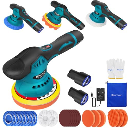 Cordless Car Buffer Polisher Machine Car Buffers and Polishers Kit Cordless Polisher with 2 Batteries, 8 Variable Speed Electric Polisher Kit, Car Polishing Kit for Car Detailing/Polishing/Waxing