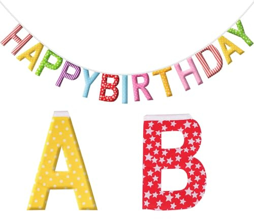 G2PLUS Guirnalda Happy Birthday Banner Patrón De Estrella De Cinco Puntas Guirnalda Feliz Cumpleaños Banner Tejidos No Tejidos Y Algodón Relleno Decoracion Fiesta De Cumpleaños