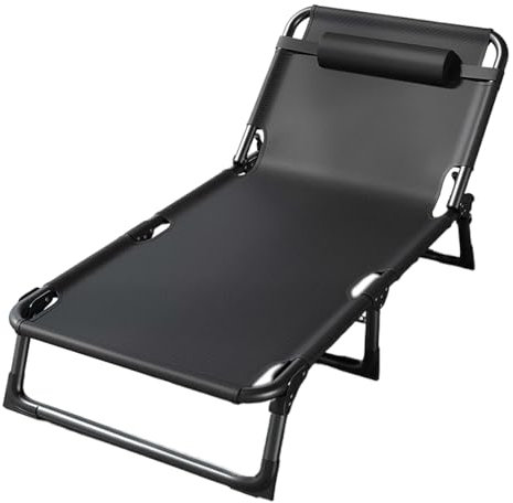 Camping Bett 1 Person Breit Feldbett Klappbar Leicht Campingbett mit 4 Verstellbare Gänge, Folding Bed Chair 150 kg Tragfähigkeit für Camping Wandern Reisen