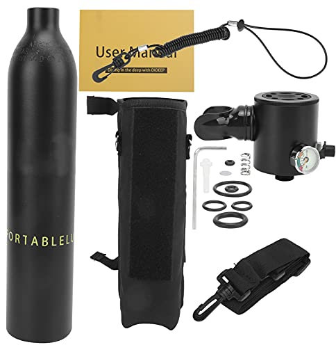 Yechiry 0.5L Taucher-Sauerstoff-Flasche, Taucher-Sauerstoff-Flasche Unterwasseratmer mit Atemventil und Aufbewahrungstasche Tragbare Tauchsauerstoffflasche für Taucher, (Schwarze