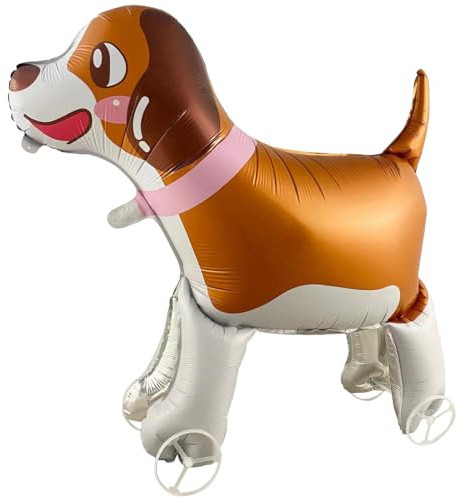 Hund Folienballon XXL, Walking Hunde Ballon mit Rädern, 3D Tiere Luftballon Stehend, für Kinder Geburtstag Party Hund Deko, Geschenk Mitgebsel Mädchen Junge, 1 Stück