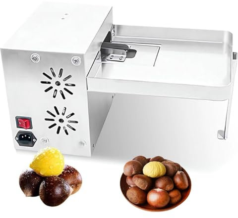 PODEC Macchina Elettrica per Schiacciare Castagne, 32,5-35 kg/Ora Macchina per Intagliare Castagne Commerciale, profondità di Taglio E Lunghezza Regolabili, per Castagne di Molte Dimensioni