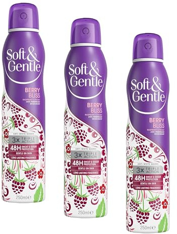 Soft & Gentle Berry Bliss Anti-Perspirant Deodorant Spray 250ml (Pack of 3)