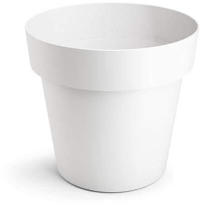 B2C Plant Pots Flower Planter 6 Colours 4 sizes Matt Plastic Pot Classic Look Home Deco Pot Plastic Lightweight (White Matt, 12cm)