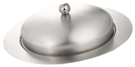 LIFKOME Beurrier Avec Couvercle Plateau De Service Ovale En Acier Inoxydable Porte-crème Conserver La Fraîcheur