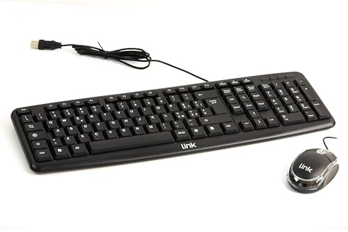 LINK LKTAST02 + LKMOS04 - Tastiera Italiana USB 108 tasti colore nero + Mini Mouse Ottico USB 3 tasti Nero