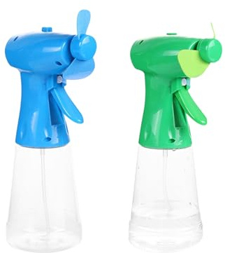2 Pack Water Mist Spray Fan, Portable Handheld Water Mist Fan with Bottle, Spray Bottle Cooling Fans, Waters Bottles Sprayer Fans for Outdoor Travel Beach Travel