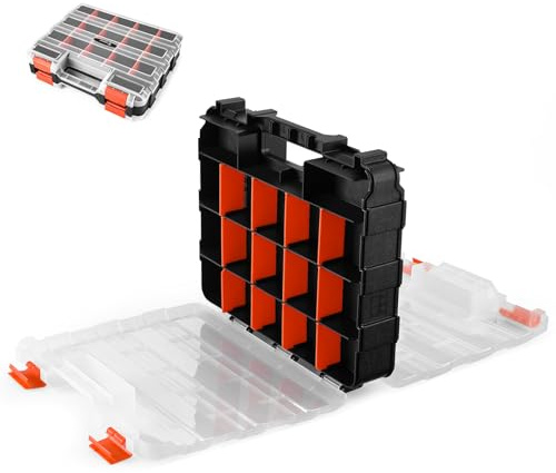 Organizador Tornillos: DEKO Caja Compartimentos con 34 Compartimentos, Caja de Almacenamiento para Tornillos, Clavos y Piezas Pequeñas